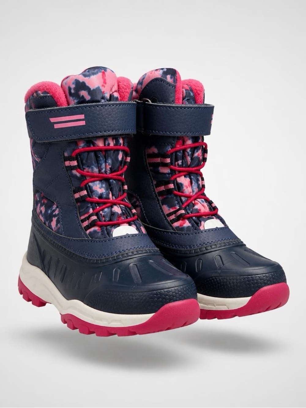 Kids Navy and Pink Winter Boots - Cozy Snow Boot Size 2